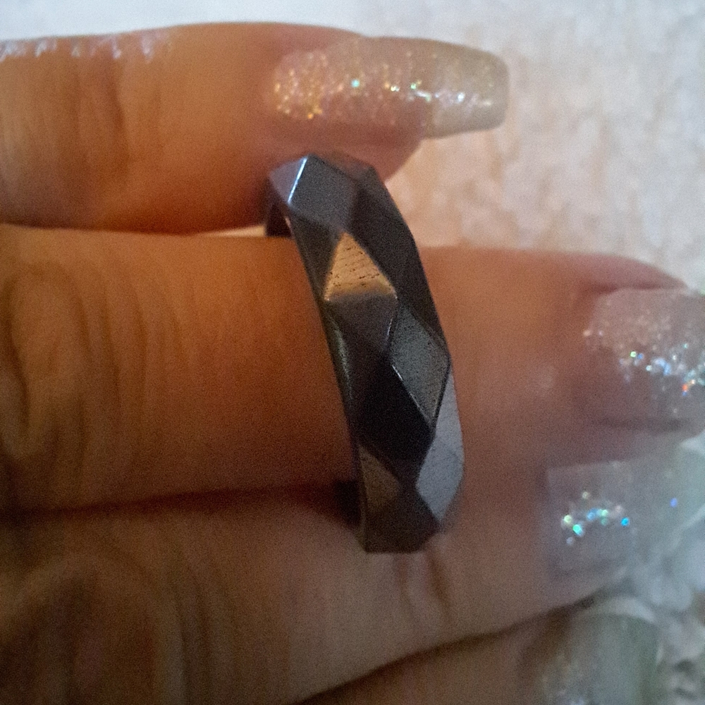 Faceted Hematite-Color Geometric Ring.  Size 10 For Arthritis Or Inflammation...